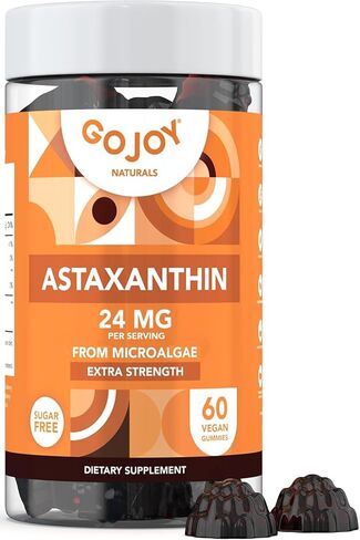 GOJOY NATURALS Astaxanthin Gummies 24mg – High Potency Antioxidant Supplement – Skin, Eye & Immune Wellness Support – Vegan, Sugar-Free, Non-GMO, Gluten-Free, Soy-Free – 60 Gummies in Saudi Arabia