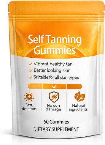 Tanning Gummies, Sunless Tanning Supplement with Astaxanthin, Beta-Carotene, Vitamin C, Turmeric + Mango Extract | Nourishes Skin & Improves Sleep | Vegan & Sugar Free - 60 Count in Saudi Arabia