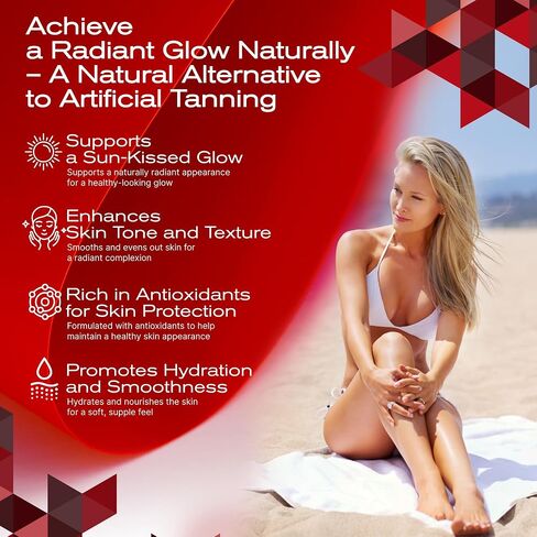 musebeam Tanning Gummies for Women - Daily Self Tan Chews that Work Fast Without Sun - Sunless Tan Skin Health Glow Up Sugar Free Vegan Oral Melanin Supplement with Beta Carotene Astaxanthin Lycopene in Saudi Arabia
