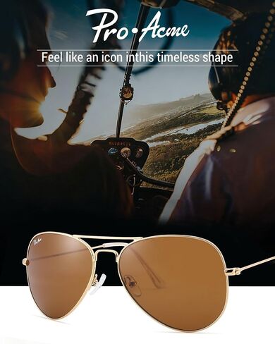 Pro Acme Classic Aviator Sunglasses for Women & Men Glass Lens Metal Frame UV400 Driver Sunglasses in Saudi Arabia
