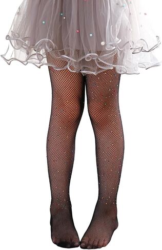 KORADI Girls Tights Kids Fishnet Tights Colorful Sparkle Rhinestone Mesh Pantyhose with Bowknot 3-14 Years in Saudi Arabia