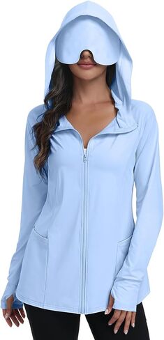 SeSe Code Travel Hoodie With Eye Mask Zip Up Sun Protection Lightweight Jacket With Pockets Airplane Outdoor Sleep in Saudi Arabia