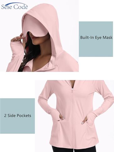 SeSe Code Travel Hoodie With Eye Mask Zip Up Sun Protection Lightweight Jacket With Pockets Airplane Outdoor Sleep in Saudi Arabia