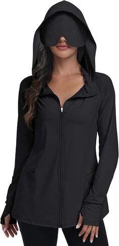 SeSe Code Travel Hoodie With Eye Mask Zip Up Sun Protection Lightweight Jacket With Pockets Airplane Outdoor Sleep in Saudi Arabia