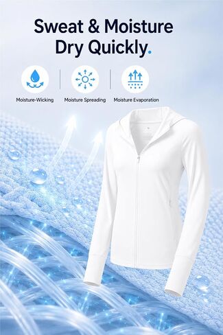 FARVALUE Women’s UPF 50+ Sun Protection Lightweight Quick Dry Long Sleeve Hoodie Jacket UV Pocket Outdoor Breathable Full Zip in Saudi Arabia
