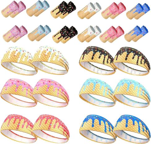 Teenager Baseball Headbands and Wristbands Set(12 Sets) 6 Colors,Elastic Sweatbands for Baseball Basketball Football Running Gym,Polyester Athletic Ice Cream Headband & Wristbands for Teens Team Gifts in Saudi Arabia