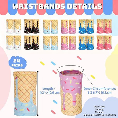 Teenager Baseball Headbands and Wristbands Set(12 Sets) 6 Colors,Elastic Sweatbands for Baseball Basketball Football Running Gym,Polyester Athletic Ice Cream Headband & Wristbands for Teens Team Gifts in Saudi Arabia