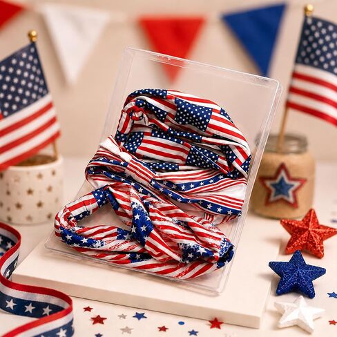 3Pcs 4th of July Headbands for Men Women American Flag Hairband USA Red White Blue Non-Slip Stretchy Sports Headbands for Running Cycling Yoga Fitness Workout in Saudi Arabia