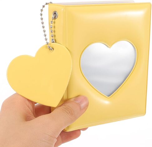 ألبوم صور Ipetboom Heart Hollow Mirror مقاس 3 بوصات لصور الكاميرا الفورية وحامل بطاقات الصور الصفراء مع فتحة واحدة لمحبي وجامعي Kpop in Kuwait