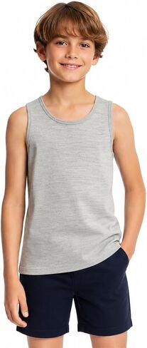 Boys' Merino Wool Undershirts T Shirts & Tank Tops - Moisture Wicking Skin-Friendly Casual Basic Tees in Saudi Arabia