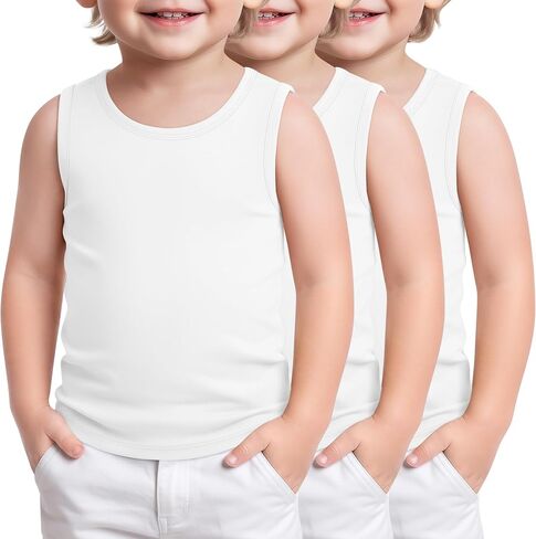 Yooo's Vivi 3 Pack Toddler Boys Tank Tops Sleeveless Kids Crewneck Summer Athletic Shirts Loose Casual Tee Basic Undershirts in Saudi Arabia