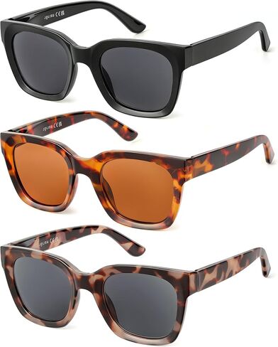 JOLISU 3 Pack Full Lens Reading Sunglasses for Women - Oversized Sun Readers with UV400 Protection Eyeglasses in Kuwait