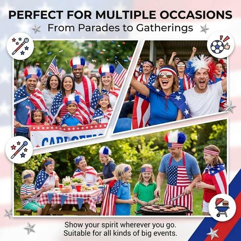 USA 4th of July Outfits Set for Men, Red White and Blue Hair/Hat & American Flag Cape Costume Clothes, Fourth of July Outfit Headband Accessories, Olympic Team USA Soccer Fans Patriotic Party Costumes in Saudi Arabia