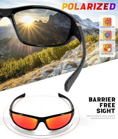 Sports Mens-Sunglasses Polarized Sunglasses-Men: Sunglasses for Men UV Protection for Running Cycling Fishing in Kuwait