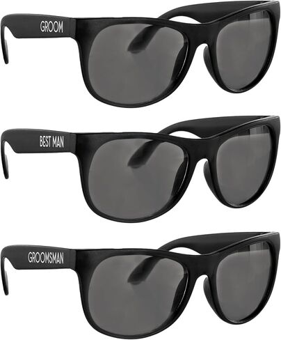 Elegant Black Glitter Groom & Crew Party Glasses Set - Pack of 6 - Stylish & Fun Accessory, Lightweight Frame - Perfect for Wedding Celebrations in Kuwait