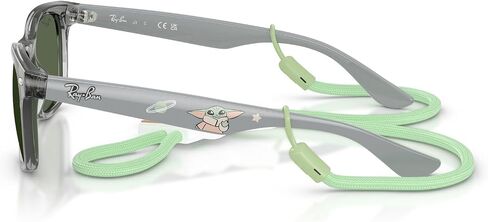 نظارات شمسية Ray-Ban x Star Wars Grogu RJ9052SF Mini New Wayfarer Low Bridge Fit Square Fit، رمادي شفاف/أخضر داكن، 50 مم in Kuwait