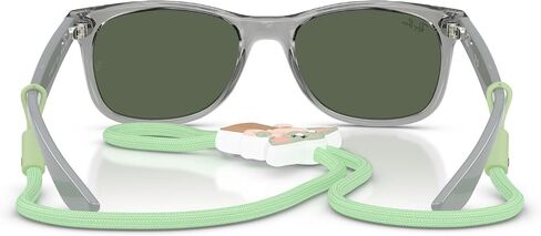 نظارات شمسية Ray-Ban x Star Wars Grogu RJ9052SF Mini New Wayfarer Low Bridge Fit Square Fit، رمادي شفاف/أخضر داكن، 50 مم in Kuwait