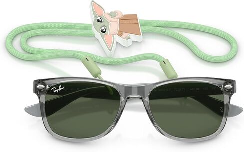 نظارات شمسية Ray-Ban x Star Wars Grogu RJ9052SF Mini New Wayfarer Low Bridge Fit Square Fit، رمادي شفاف/أخضر داكن، 50 مم in Kuwait