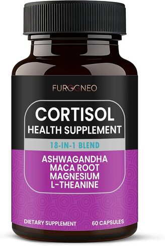 Cortisol Supplements for Women, 18-in-1 Cortisol Reducer Manager with Ashwagandha, Maca Root, Magnesium, L-Theanine, Stress Relief Support for Hormone Balance, Calm Mood, Energy & Focus, 60 Capsules in Kuwait