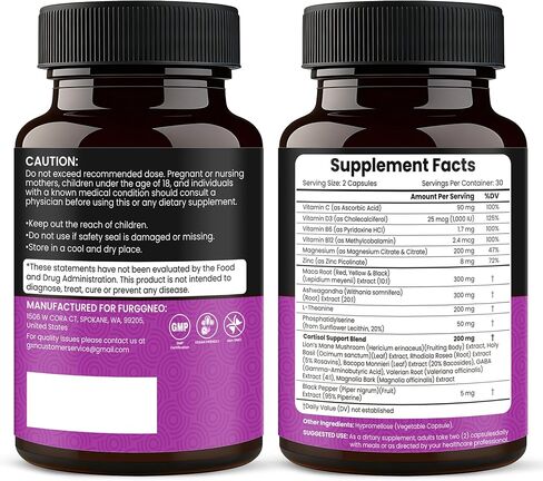 Cortisol Supplements for Women, 18-in-1 Cortisol Reducer Manager with Ashwagandha, Maca Root, Magnesium, L-Theanine, Stress Relief Support for Hormone Balance, Calm Mood, Energy & Focus, 60 Capsules in Kuwait