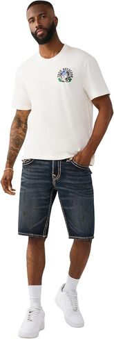 True Religion Men’s Ricky Flap Short – Relaxed Fit, Horseshoe Detailing in Kuwait