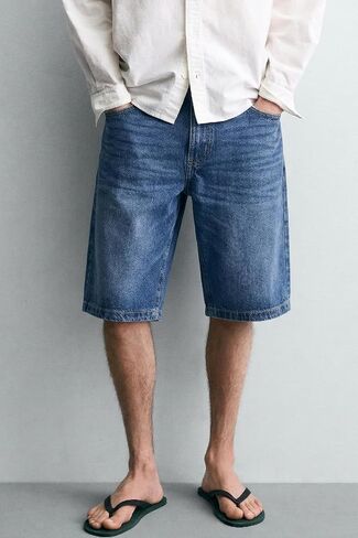 MZNBURAM Men's Loose Fit Baggy Denim Shorts - Below Knee Long Jorts, Casual 5-Pocket Jean Shorts for Everyday Daily Work Wear in Kuwait