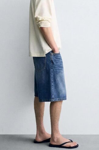 MZNBURAM Men's Loose Fit Baggy Denim Shorts - Below Knee Long Jorts, Casual 5-Pocket Jean Shorts for Everyday Daily Work Wear in Kuwait