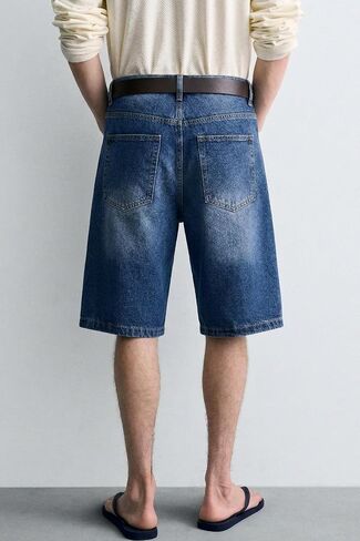 MZNBURAM Men's Loose Fit Baggy Denim Shorts - Below Knee Long Jorts, Casual 5-Pocket Jean Shorts for Everyday Daily Work Wear in Kuwait