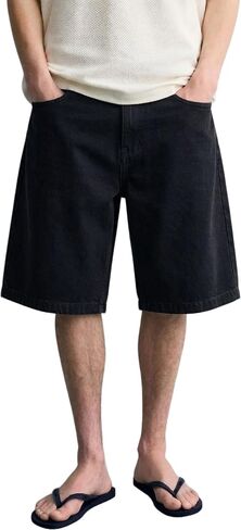 MZNBURAM Men's Loose Fit Baggy Denim Shorts - Below Knee Long Jorts, Casual 5-Pocket Jean Shorts for Everyday Daily Work Wear in Kuwait