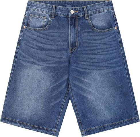 MZNBURAM Men's Loose Fit Baggy Denim Shorts - Below Knee Long Jorts, Casual 5-Pocket Jean Shorts for Everyday Daily Work Wear in Kuwait