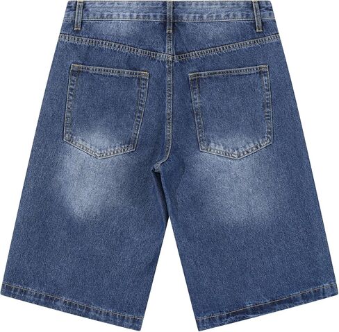 MZNBURAM Men's Loose Fit Baggy Denim Shorts - Below Knee Long Jorts, Casual 5-Pocket Jean Shorts for Everyday Daily Work Wear in Kuwait