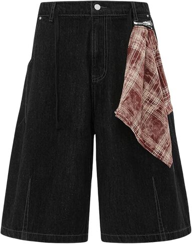 Vamtac Baggy Jorts Y2K Bermuda Shorts with Detachable Kerchief Summer Denim Jean Short Wide Leg Loose Fit in Kuwait