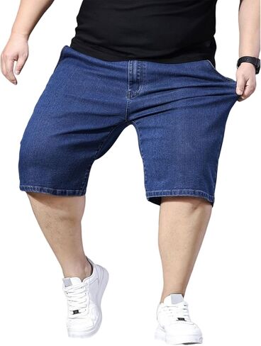 Plus Size Baggy Jorts for Men Elastic Waisted Summer Denim Shorts Big and Tall Straight Loose Jean Shorts 2XL-6XL in Kuwait