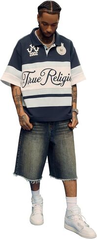 True Religion Men’s Mikey Super T Short – Relaxed Fit, Horseshoe Detailing in Kuwait