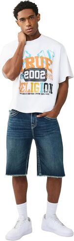 شورت Vinny Super T Flap Baggy Fray للرجال من True Religion - خياطة فائقة T، تفاصيل على شكل حدوة حصان in Saudi Arabia