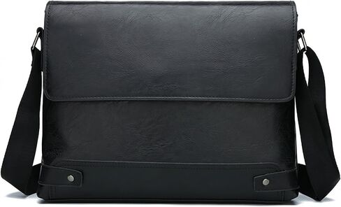 Vintage PU Leather Mens Messenger Bag - Slim Crossbody Shoulder Bag for Work, Travel & Daily Commute Casual Tablet Satchel in Saudi Arabia