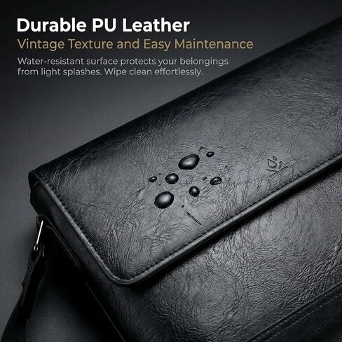 Vintage PU Leather Mens Messenger Bag - Slim Crossbody Shoulder Bag for Work, Travel & Daily Commute Casual Tablet Satchel in Saudi Arabia