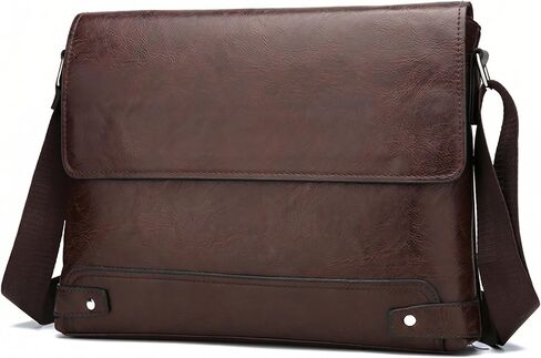 Vintage PU Leather Mens Messenger Bag - Slim Crossbody Shoulder Bag for Work, Travel & Daily Commute Casual Tablet Satchel in Saudi Arabia