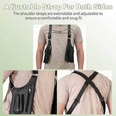 Double Shoulder Armpit Bag for Men, Black New Adjustable Underarm Shoulder Bag, Anti-Theft Underarm Wallet Pocket Holster Phone Leisure Double Shoulders Pouch,Multi-Purpose Armpit Travel Outdoors Bags in Saudi Arabia