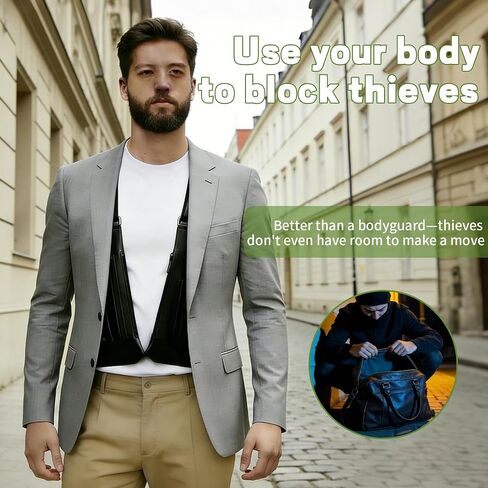 Double Shoulder Armpit Bag for Men, Black New Adjustable Underarm Shoulder Bag, Anti-Theft Underarm Wallet Pocket Holster Phone Leisure Double Shoulders Pouch,Multi-Purpose Armpit Travel Outdoors Bags in Saudi Arabia
