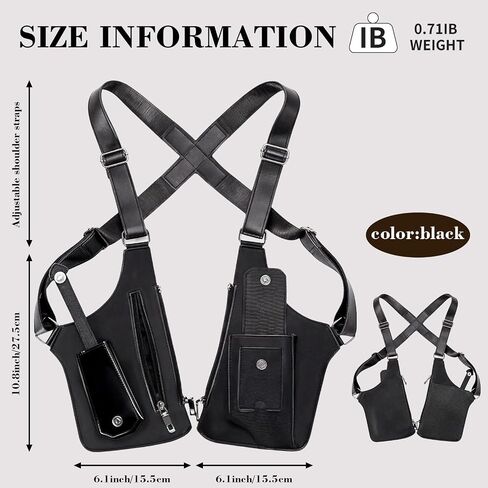 Men's Double Shoulder Armpit Bag,Anti-Theft Underarm Wallet,Fashion Leather Double Shoulder Straps Holster Wallet Adjustable Leather Multi-Purpose Armpit Tactical Bag,Travel Outdoors in Saudi Arabia