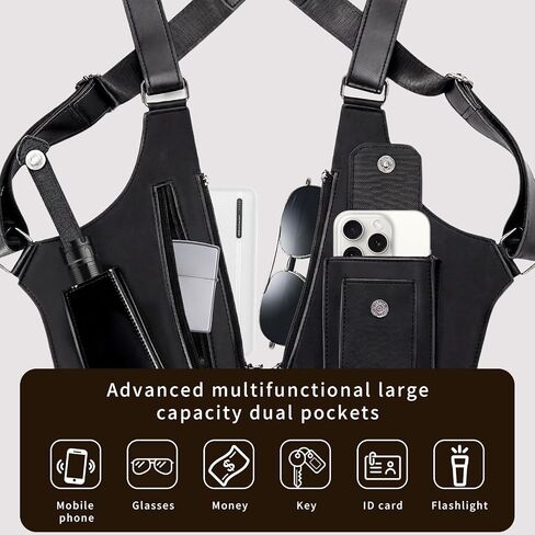 Men's Double Shoulder Armpit Bag,Anti-Theft Underarm Wallet,Fashion Leather Double Shoulder Straps Holster Wallet Adjustable Leather Multi-Purpose Armpit Tactical Bag,Travel Outdoors in Saudi Arabia