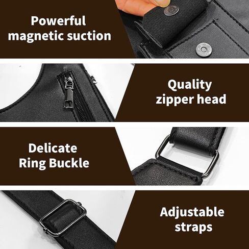 Men's Double Shoulder Armpit Bag,Anti-Theft Underarm Wallet,Fashion Leather Double Shoulder Straps Holster Wallet Adjustable Leather Multi-Purpose Armpit Tactical Bag,Travel Outdoors in Saudi Arabia