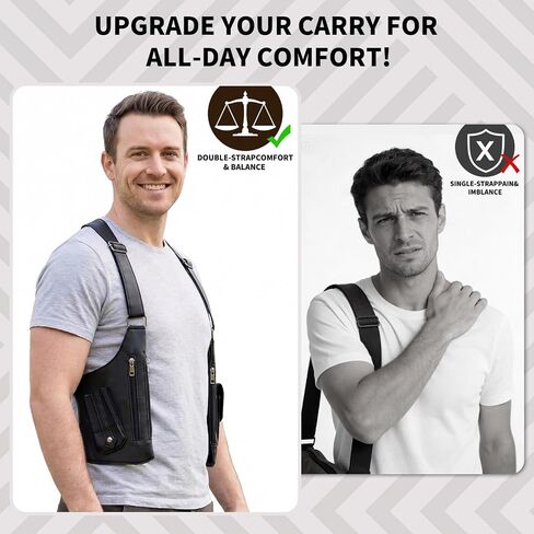 Men's Double Shoulder Armpit Bag,Anti-Theft Underarm Wallet,Fashion Leather Double Shoulder Straps Holster Wallet Adjustable Leather Multi-Purpose Armpit Tactical Bag,Travel Outdoors in Saudi Arabia