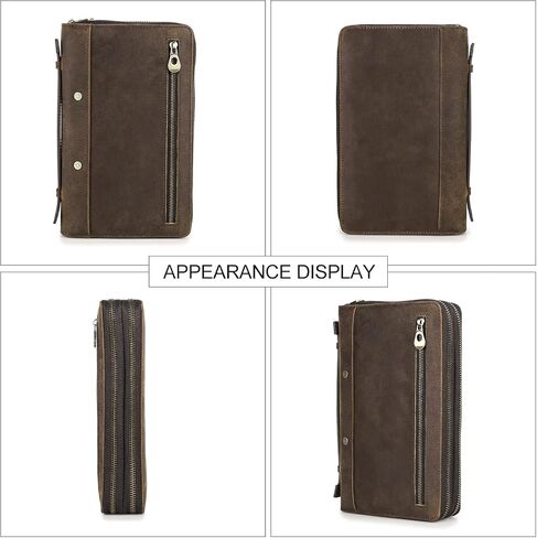 Genuine Distressed Leather Clutch Bag for Men RFID Wallet Business Card Holder Large Capacity Zipper Handbag Purse in Kuwait