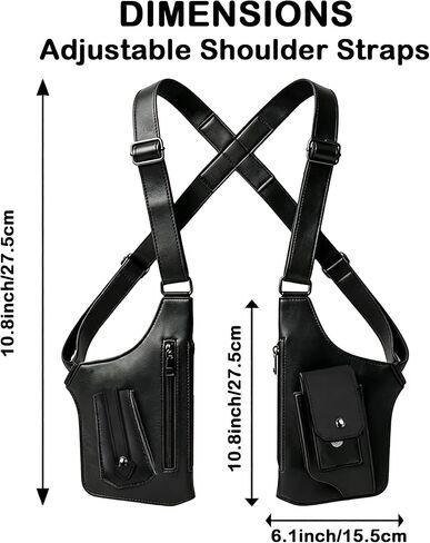 Adjustable Underarm Strap,Premium Leather Shoulder Bag for Men, Double Shoulder Bag Fashion Underarm Holster Wallet Adjustable PU Leather Waterproof Anti-Theft Harness for Men Father Gifts in Kuwait