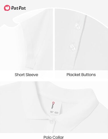 PATPAT Girls Short Sleeve Polo Shirts Cotton Collared School Uniform Golf Pique Shirt Button Casual Tops 5-16 Years in Kuwait
