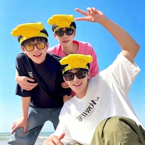 Novelty Hand-Shaped Sun Visor Hat, Funny Hand-Patterned Headband for Outdoor, Pink and Yellow, Unisex in Kuwait