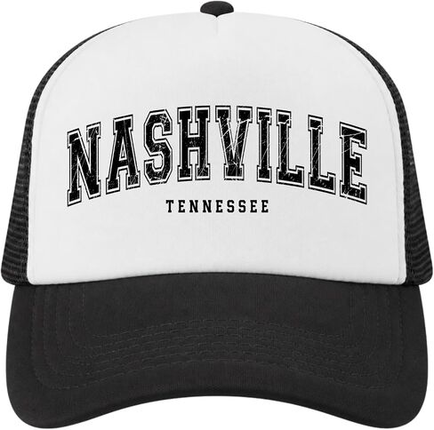 Nashville Tennessee Kids Trucker Hat, Vintage Nashville Hat for Boys Girls, Country Music Kids Cap White and Black in Kuwait