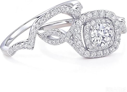 Newshe Jewellery Moissanite Wedding Rings for Women Engagement Ring Bridal Set Round Anniversary Band Promise Wedding Sets Size in Kuwait